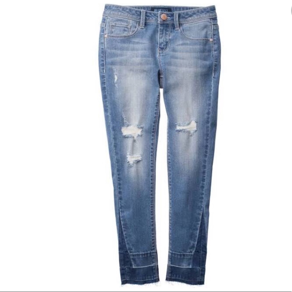 Blue Spice Distressed Release Hem Jeans